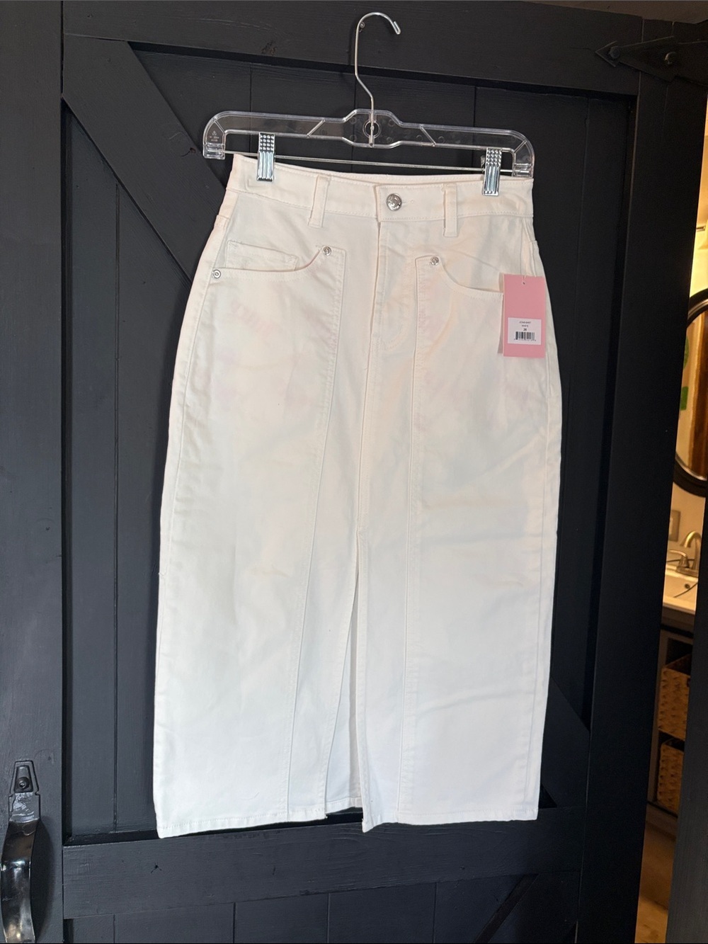 Juicy Couture Cream Midi Skirt with Center Slit